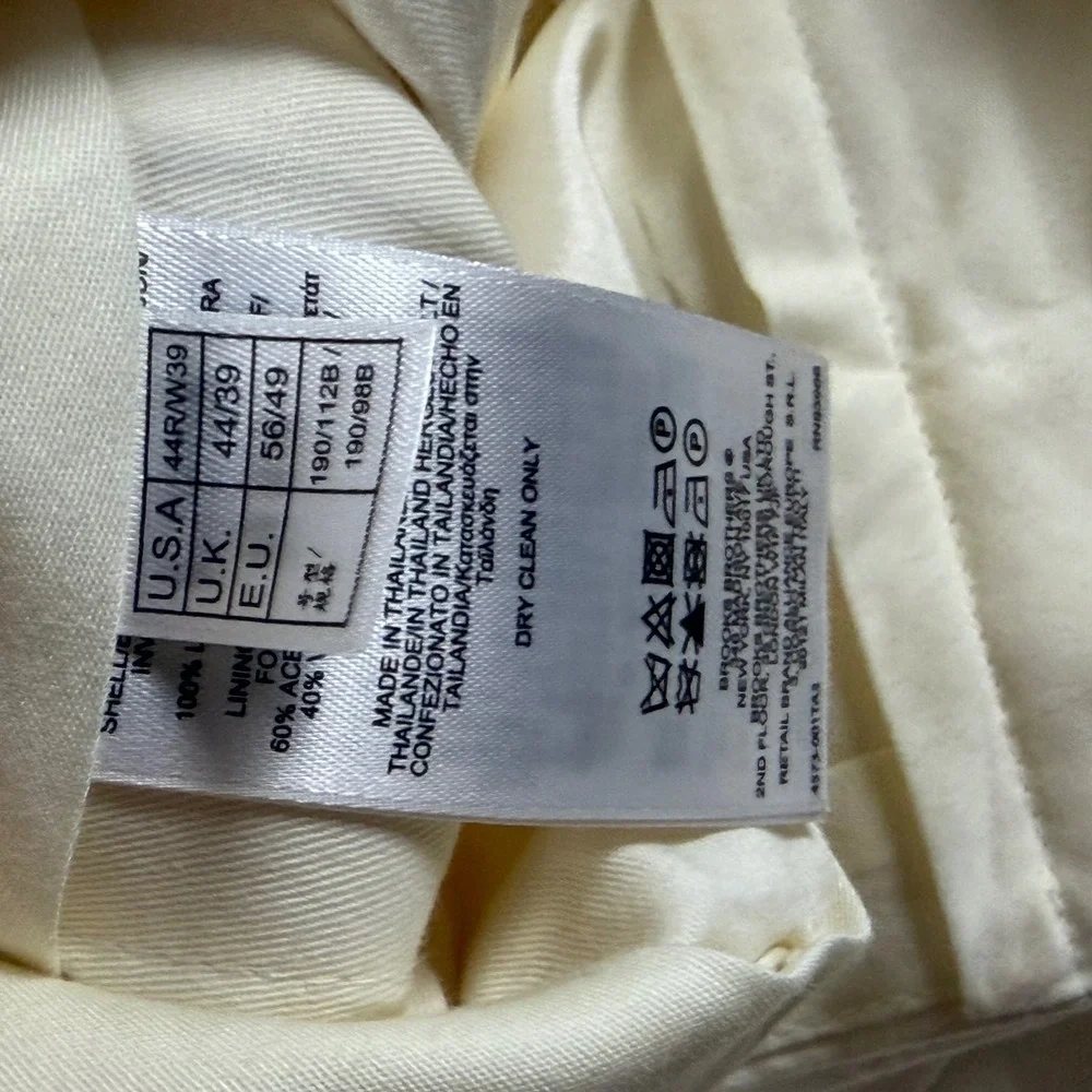 Brooks Brothers 1818 Madison Men 44R Linen Pants Cream Cuffed Dress Pants Beach
